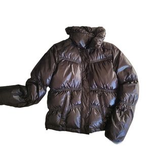 DKNY Jean's Petite Short Wet Puffer Jacket, Size : Small